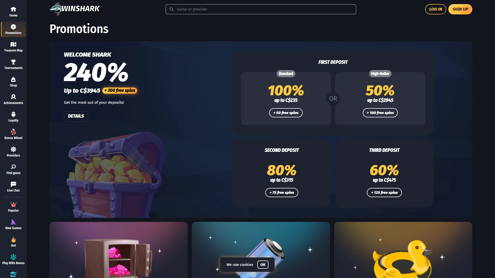 Winshark promotions page